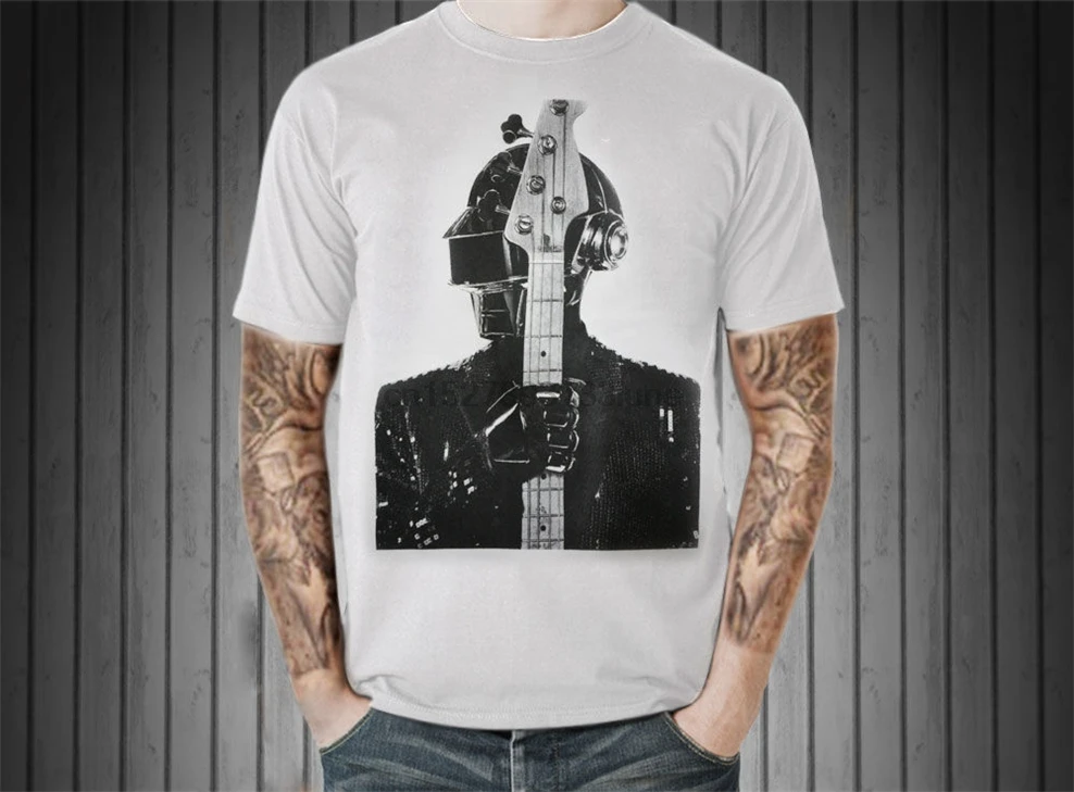 Daft панк белая футболка Vtg для мужчин Duo Dj электронный клуб дом техно танцевальная