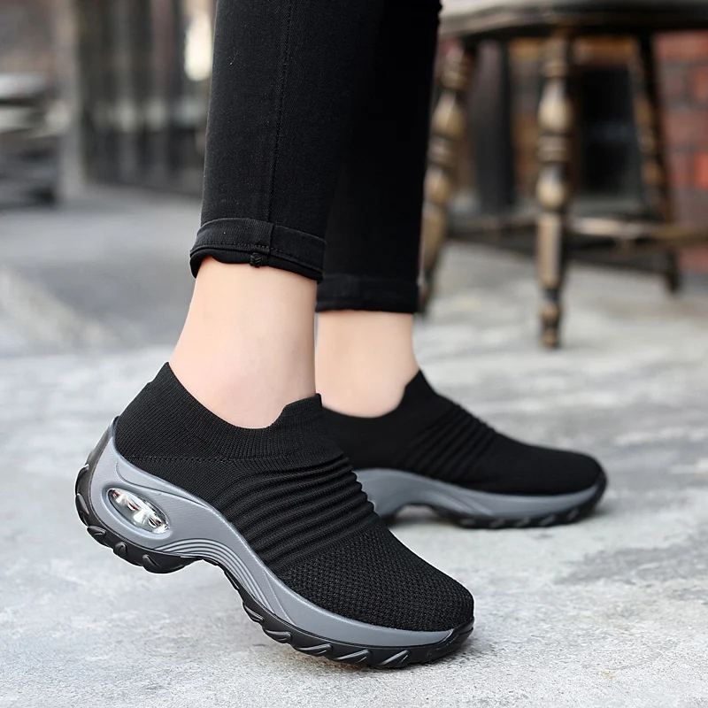 

2021 Spring Women Breathable Shoes Woman Flat Slip on Platform Tenis for Women Mesh Sock Sneakers Shoes zapatillas aire mujer