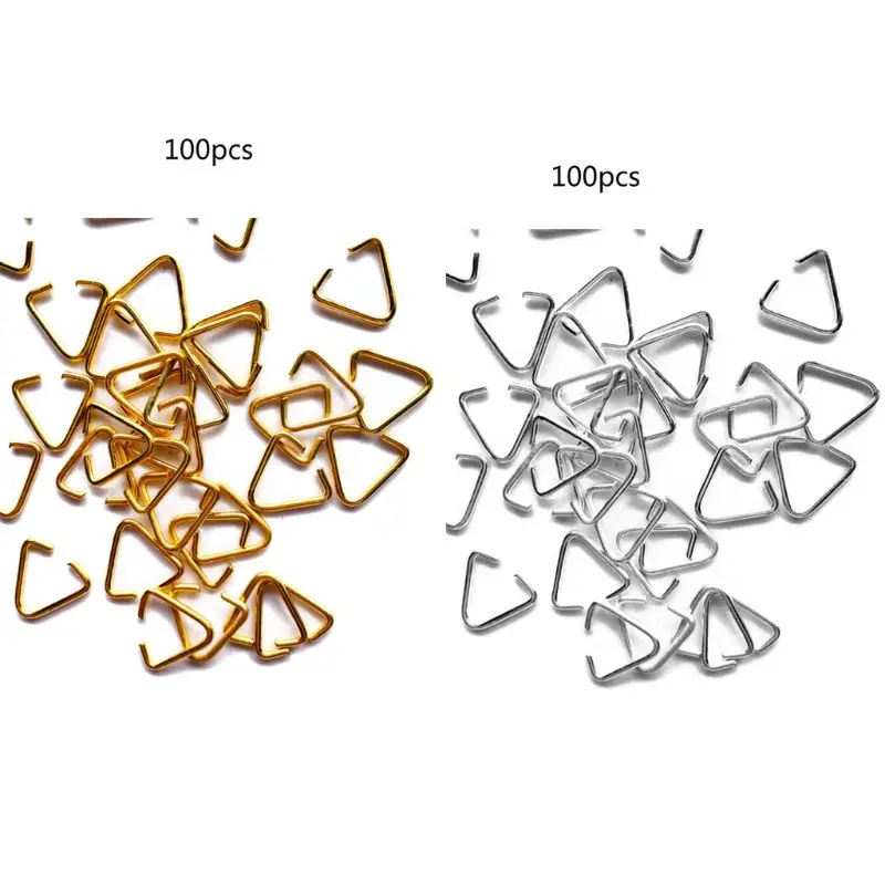 

100 шт треугольные кольца с открытым прыжком, железные зажимные зажимы, подвесные капли, треугольная Пряжка, 18 колец для ювелирных изделий