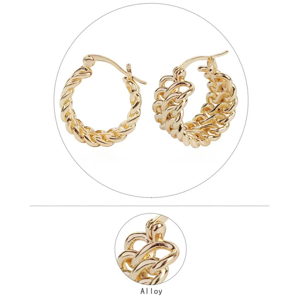 Temperament Wild Personality Metal Chain Earrings Small Hollow Gold Twist Round Exquisite Accessories | Украшения и аксессуары