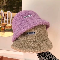 autumn and winter new lalambswool fisherman hat fashion all match student warm bucket hat korean harajuku style solid color cap