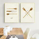 Абстрактная вилка, ложка, плакаты и принты, Минималистичная кухонная посуда, настенная живопись, кухня, холст, плакат, настенные картины, домашний декор