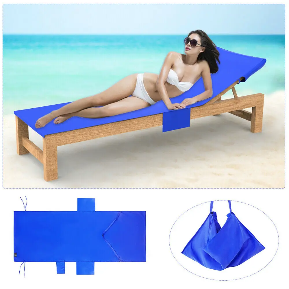 

75*215cm Beach Chair Cover with Side Pockets, Quick-dry Multifunctional Lounger Accessory Swimming Towel