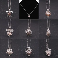 romantic imitation pearl oyster bead locket cage pendant charms necklace gift