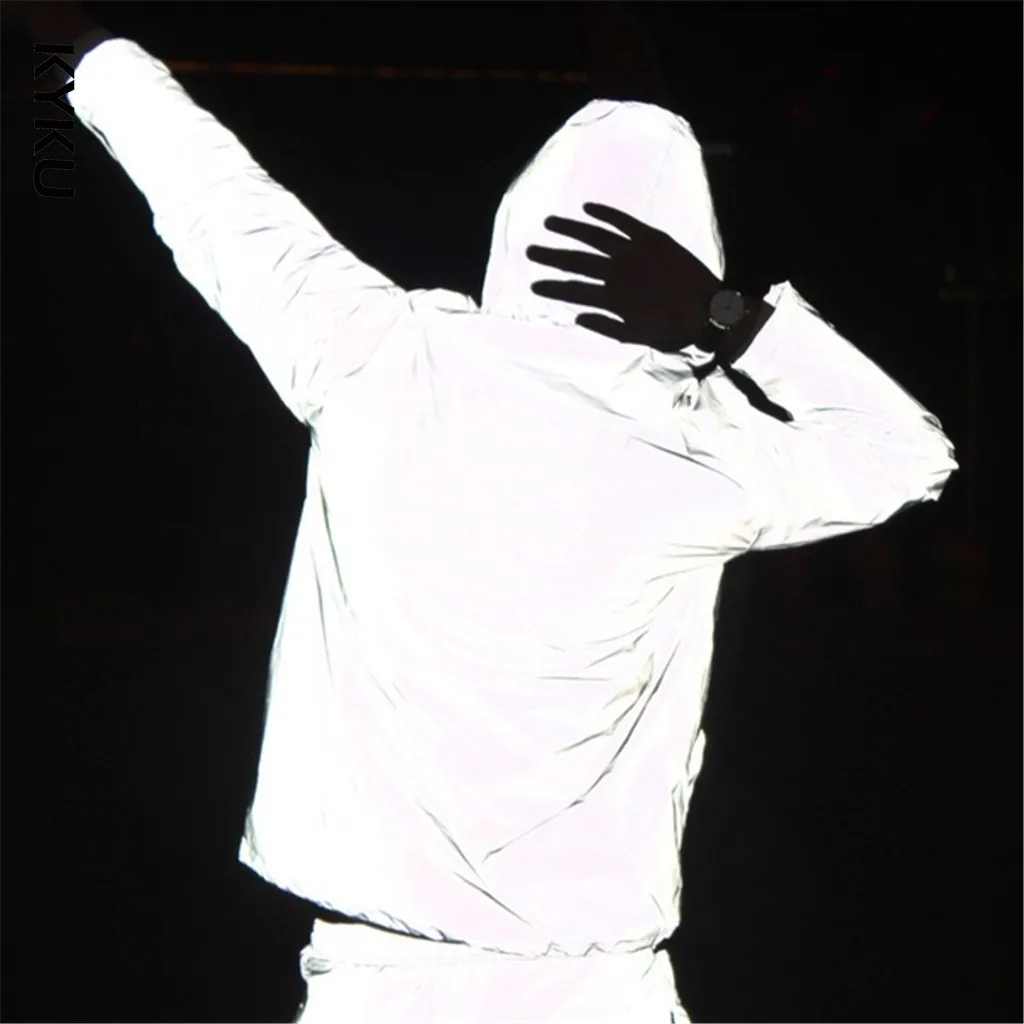 Новая полностью Светоотражающая куртка для мужчин и женщин ветровка в стиле