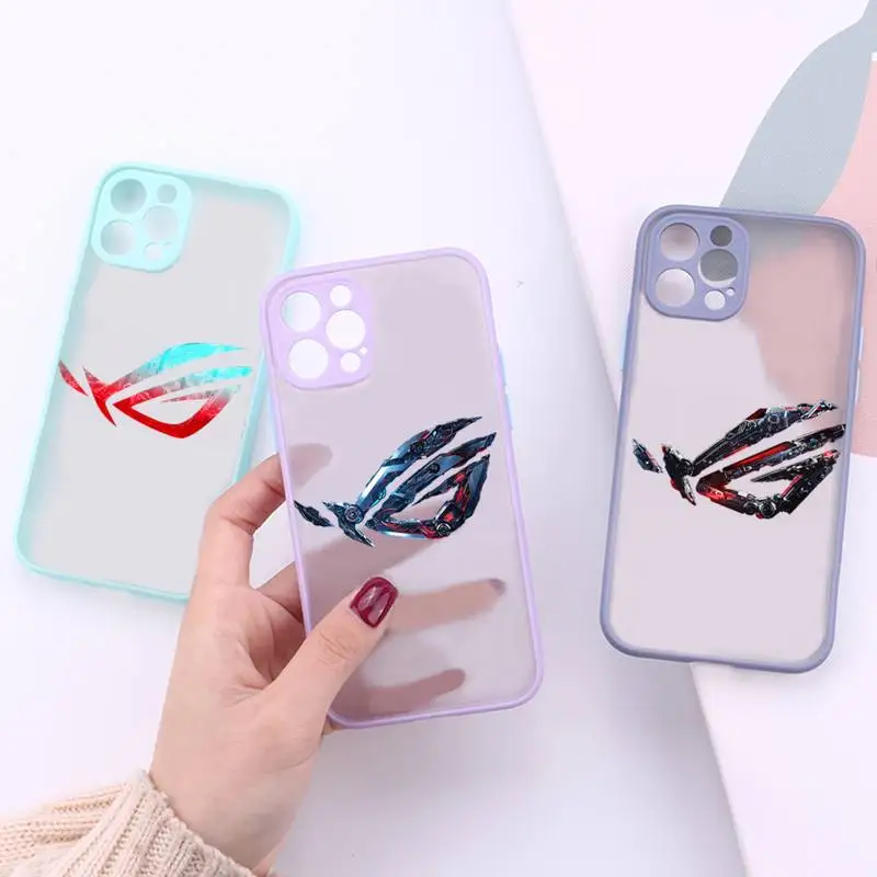 

Republic of Gamers Rog Phone Case For iPhone 13 12 11 Mini Pro XR XS Max 7 8 Plus X Matte transparent Purple Back Cover