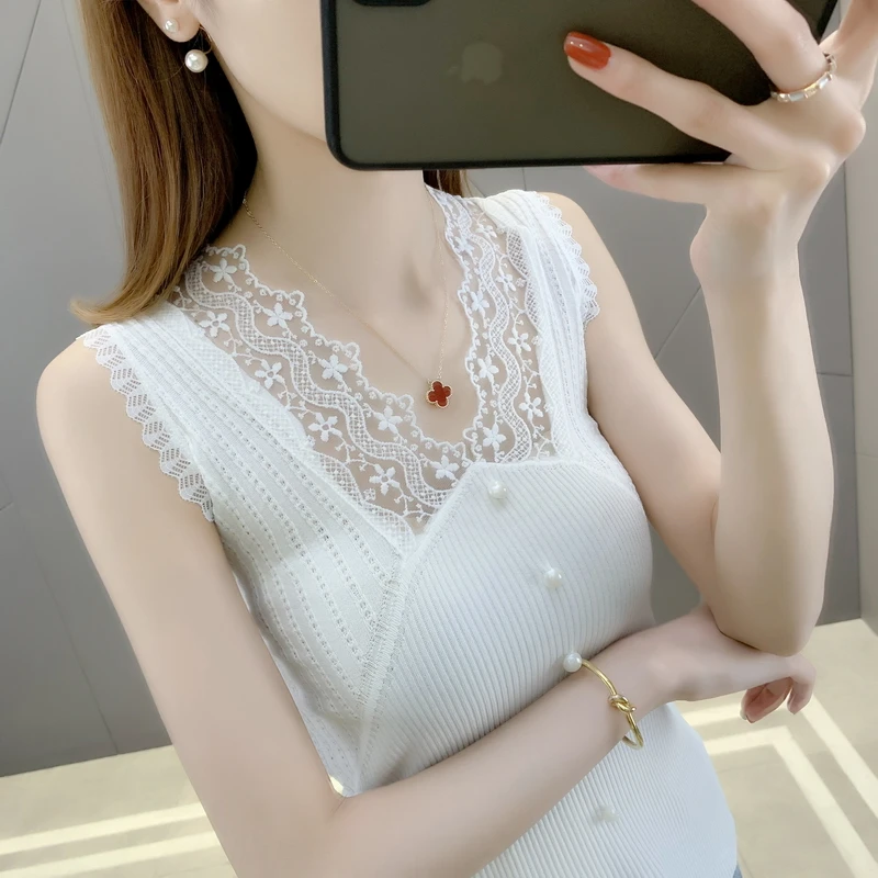 

Room 200003, no. 1 in 2 】 make lace sets splicing pure color ice vest 28