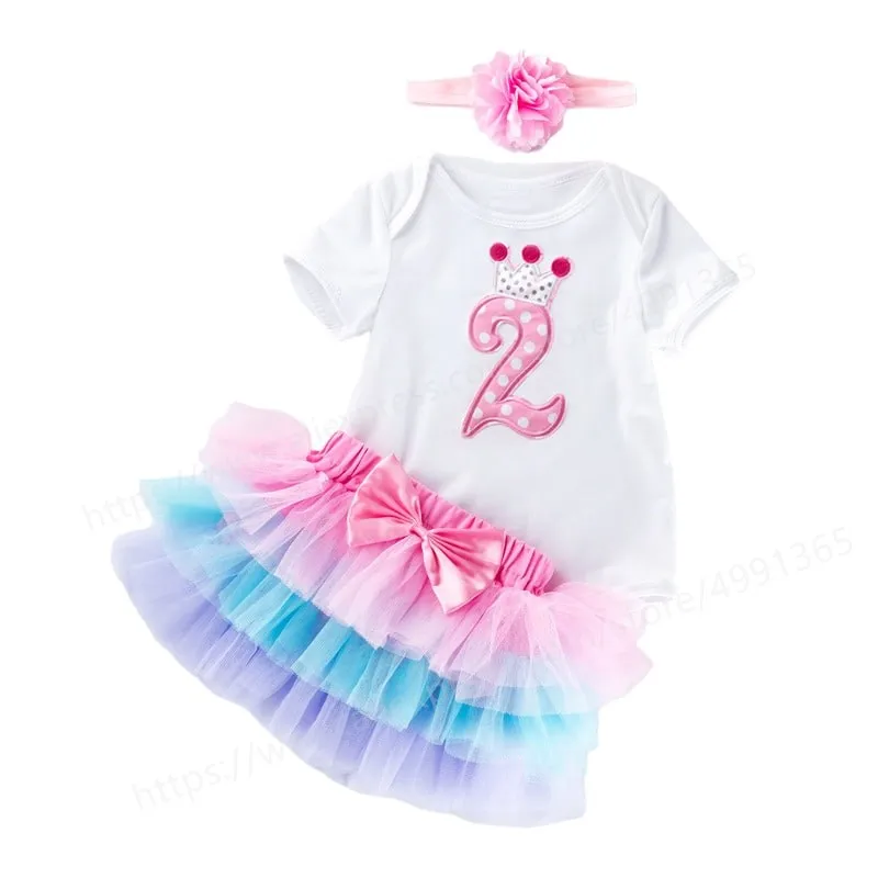Baby Girl Clothes 2nd Birthday Dress Outfits 2 Years Girls Boutique Clothing Christening Dresses For Toddler Girls
