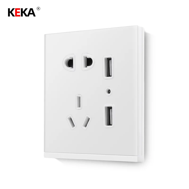KEKA 4 цветная розетка из закаленного стекла с двумя USB портами настенное зарядное