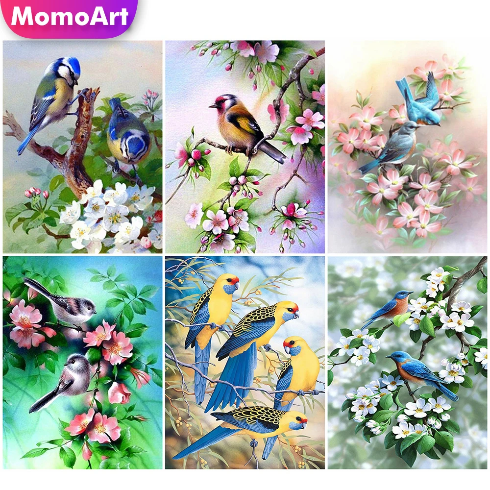 

MomoArt алмазная живопись Птица Животное картина Стразы Алмазная вышивка цветок наборы для вышивки крестиком Мозаика ручной работы подарок