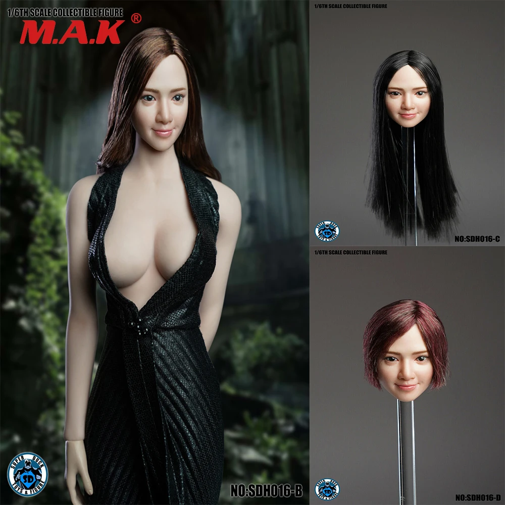 

1/6 Scale SDH016 Female Woman Girl Head Sculpt Model Fit 12'' Suntan Action TBLeague Figure Body In Stock