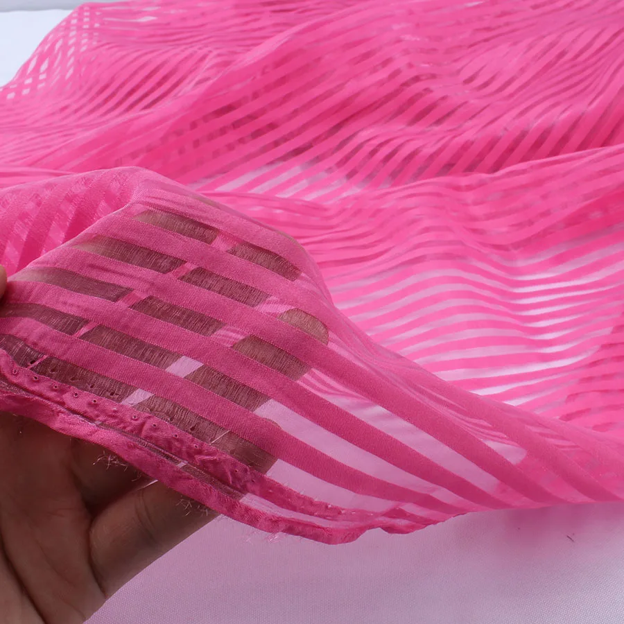 Ткань из органзы в Вертикальную Полоску для изготовления платья ширина 150