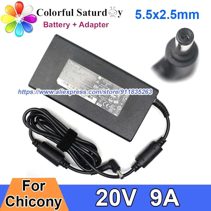 Fonte de Alimentação A17-180p4b para Msi Original Fino Gaming Portátil Adaptador Chicony 20v 9a 180w 5.5×2.5mm Gf65 10ue