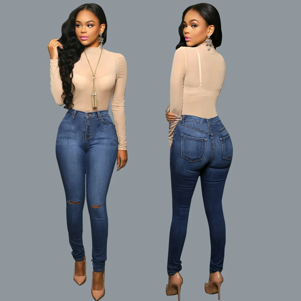 

YP102 Spring/Summer Fashion Ripped Skinny Skinny Jeans Women's Pants