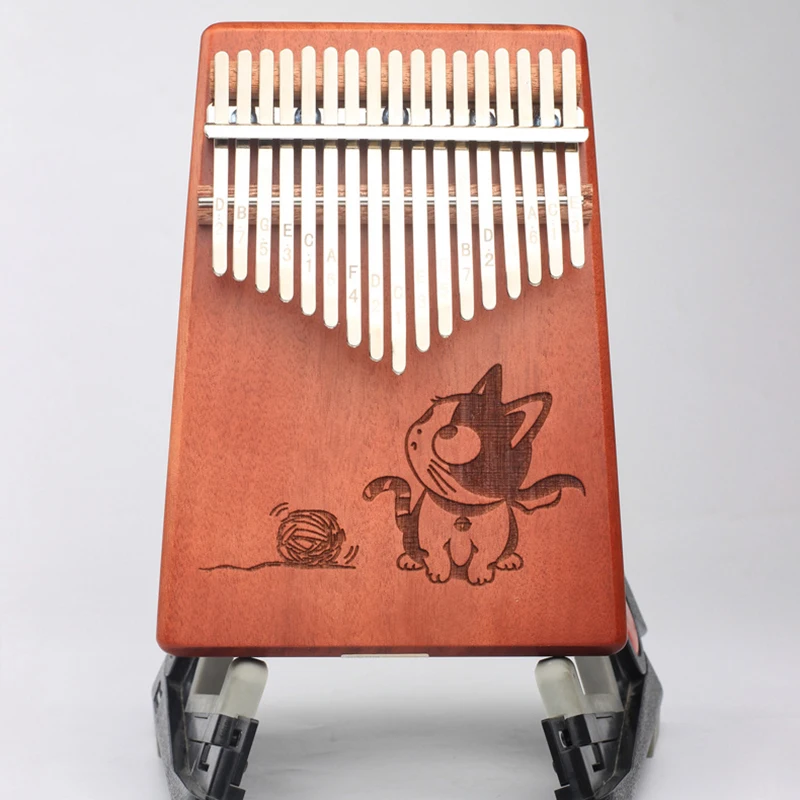 Kalimba 17 клавишный рояль из красного дерева с животным узором Детские Музыкальные
