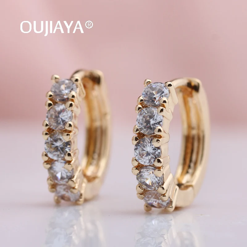 Горячая Распродажа круглые висячие серьги Oujiaya из розового золота 585 пробы модные