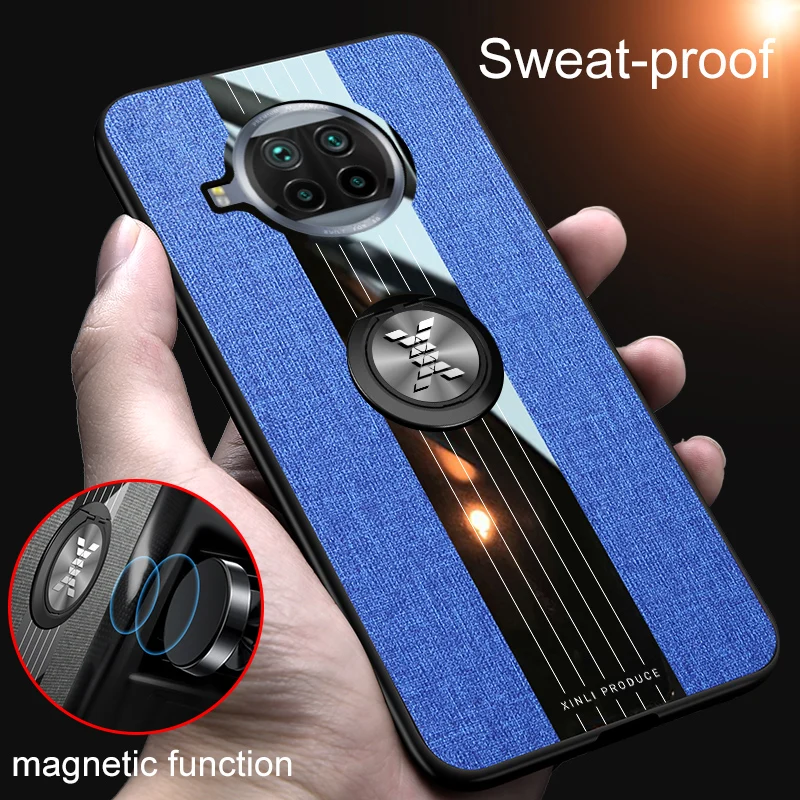 

Luxury With Magnetic Protection Phone Case For Xiaomi 10 T Lite Pro Fashion Anti-fall Cloth Pattern Armor Bracket Back Cover
