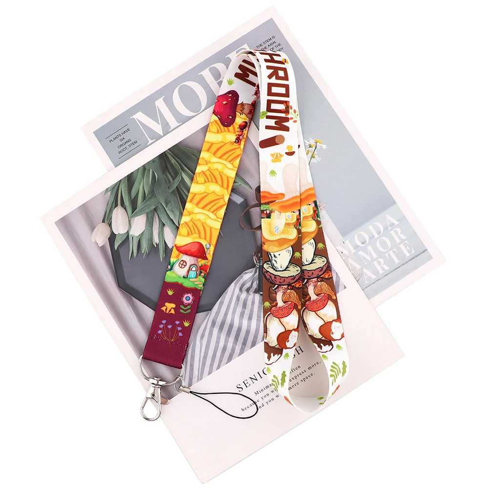 ER1047 милые ремешки для шеи с грибами идентификационный значок брелок телефона