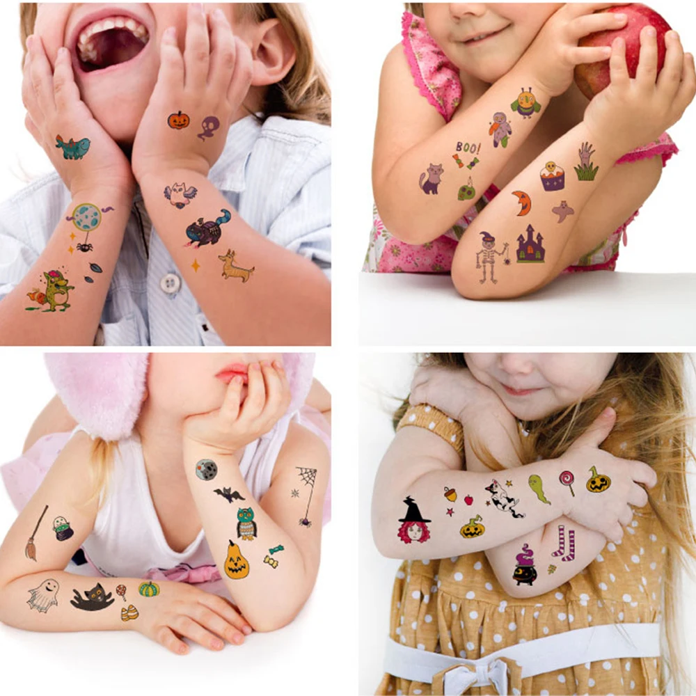 Tatuaje falso para ni&ntilde;os, pegatinas tatuaje dibujos animados, arte corporal a prueba de agua, 1 ud.-3
