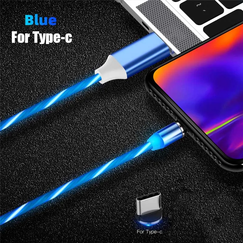 Магнитный светодиодный кабель для быстрой зарядки, магнитный кабель Micro usb type C, светодиодный шнур, зарядное устройство type-C для samsung S10 Hauwei - Цвет: for type c