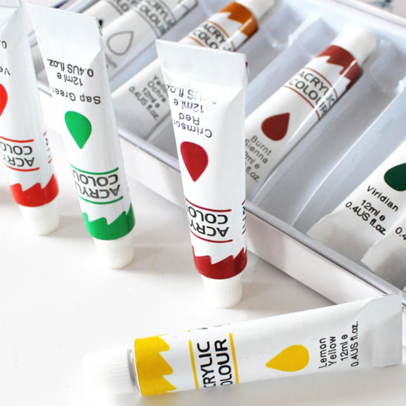 

18/24 Colors Acrylic Paint Drawing Painting Pigment for Art supplies 12ml Tubes
