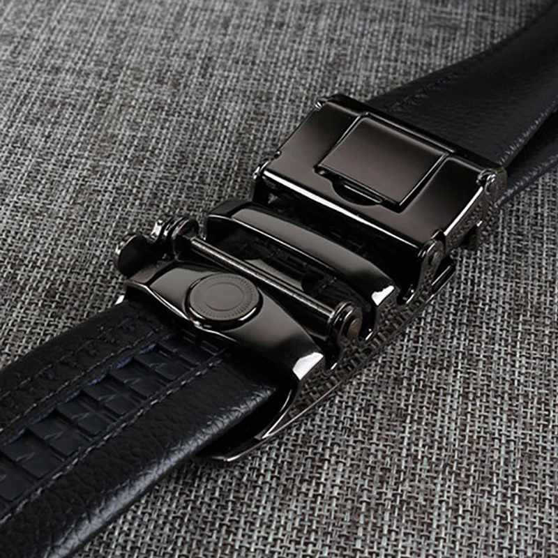 

New Cowhide Genuine Leather Belt for Men Alloy Automatic Buckle Waist Strap Time Buckle Belt Male Business Belt Ceinture Pemehb