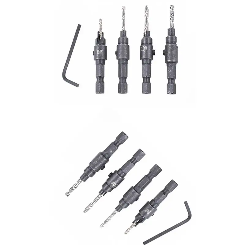 

4pcs High Speed Steel Drill Bits Set HSS Hex Shank Drive Drilling Bit Wood Working Hole Opener Countersunk Drill Kit