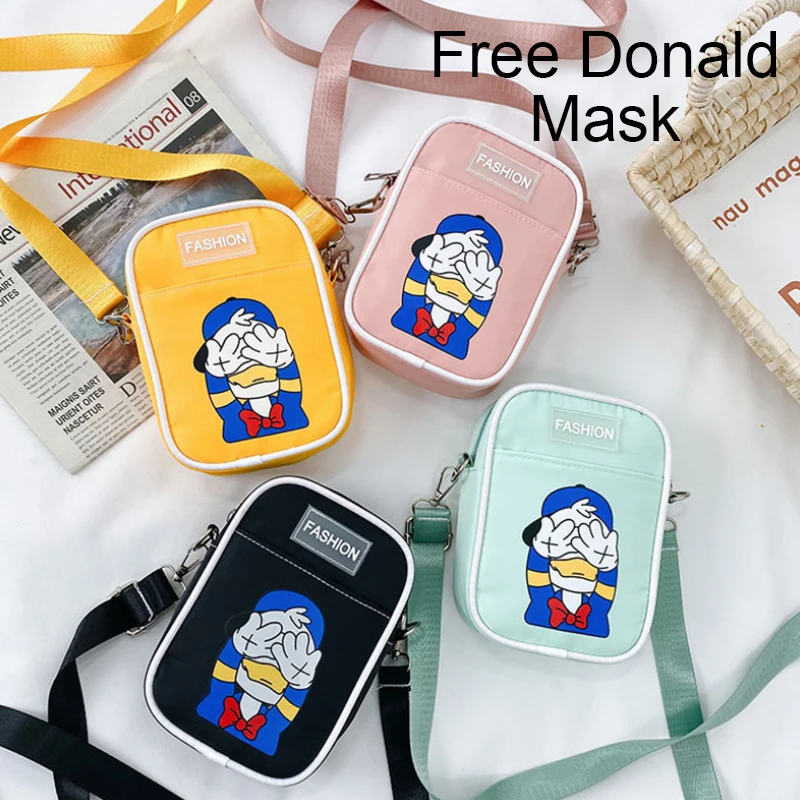 

Disney Donald Duck Waist Bag Cartoon Cute Children Canvas School Bag Girls Messenger Bags Kids Anime Girls Coin Purse Paquete