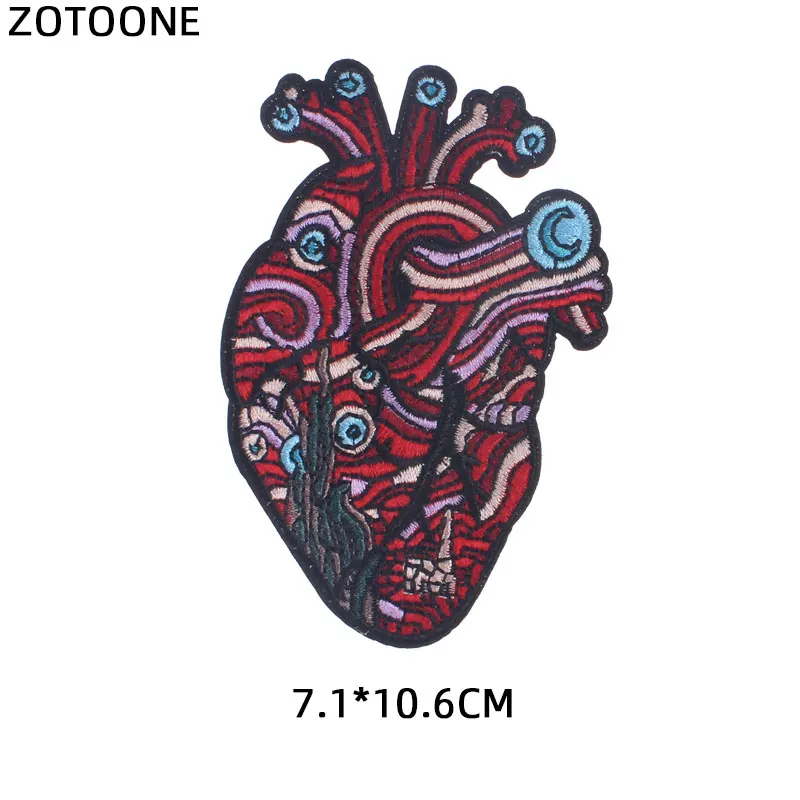 Вышитые нашивки ZOTOONE в форме сердца с утюгом на пальце искусственные наклейки