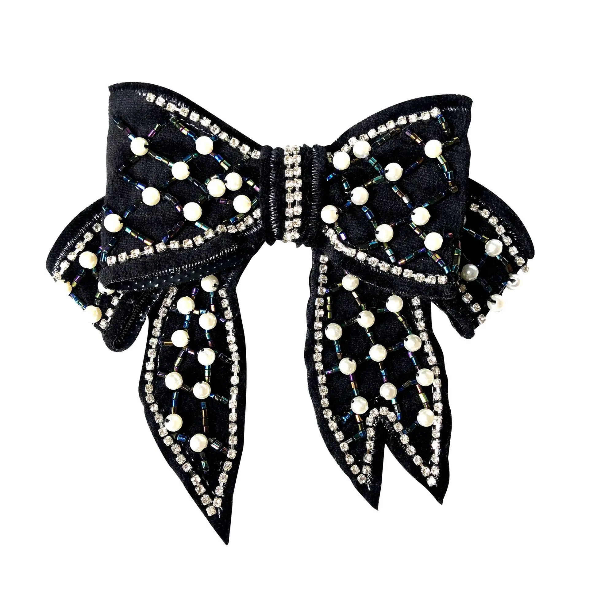 

Handmade Bow Fabric Pearl Brooch Crystal Bow Tie Cravat Lapel Pin Shirt Collar Luxulry Jewelry Brooches for Women Accessories