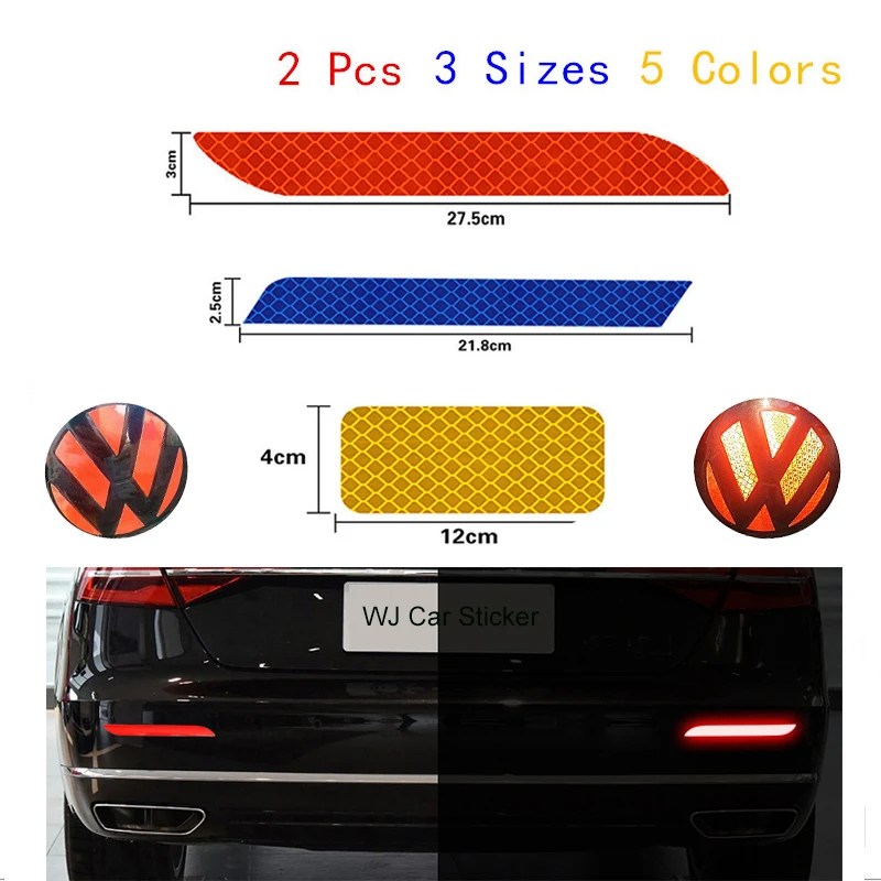 2 шт. светоотражающие полоски для заднего бампера|car accessories|car decal stickerreflective strip stickers