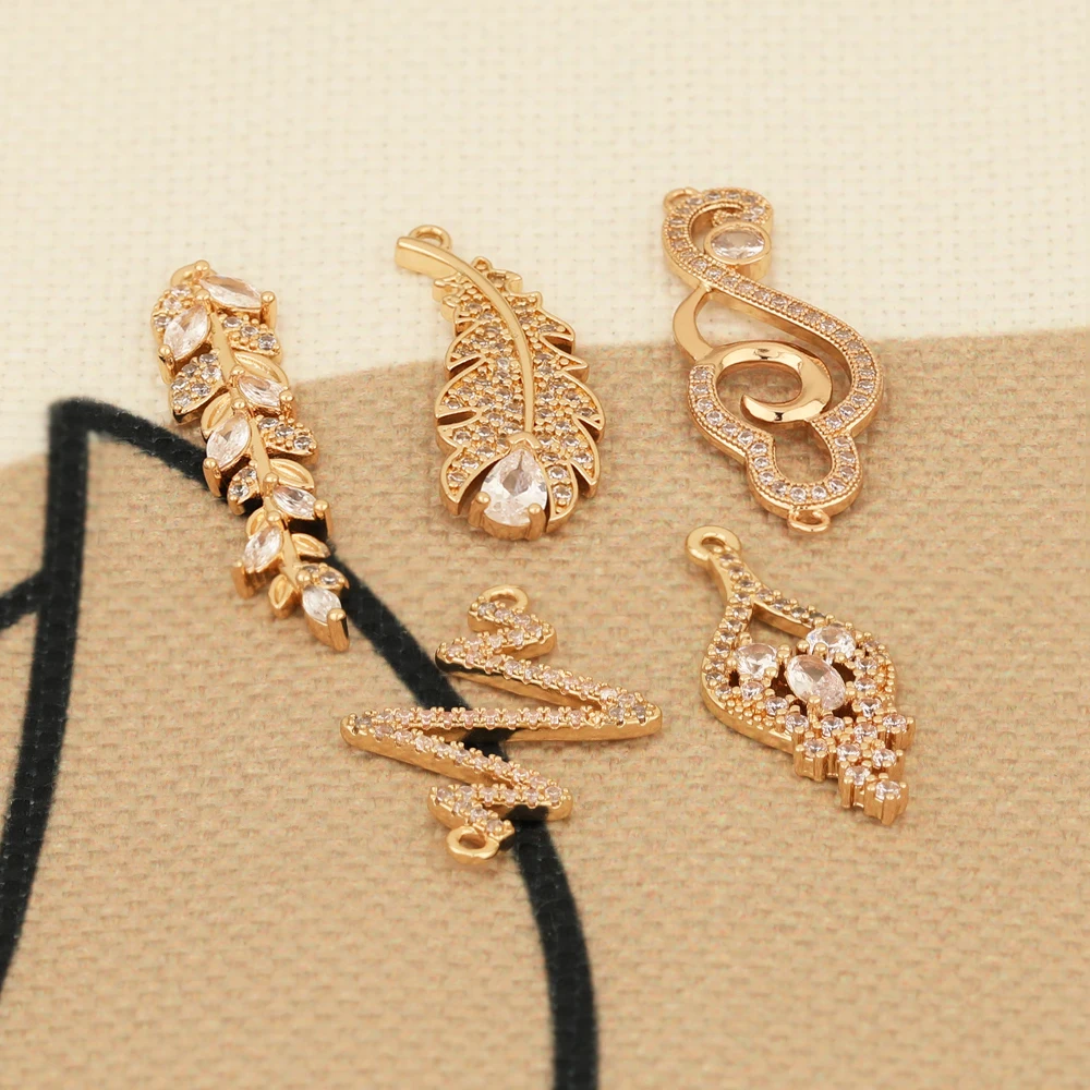 

HAOSAW 4Pcs Jewelry Accessories/Connector/CZ Charms/Decoration/DIY Making/Hand Made/Earrings Findings & Components