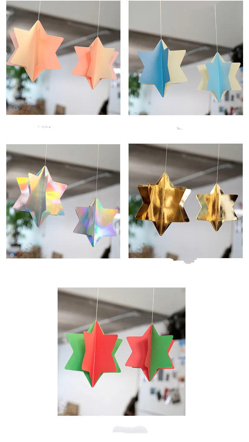 Colgante de звезда papel шестиугольная para decoración habitación детей ropa fiesta cumpleaños|Украшения