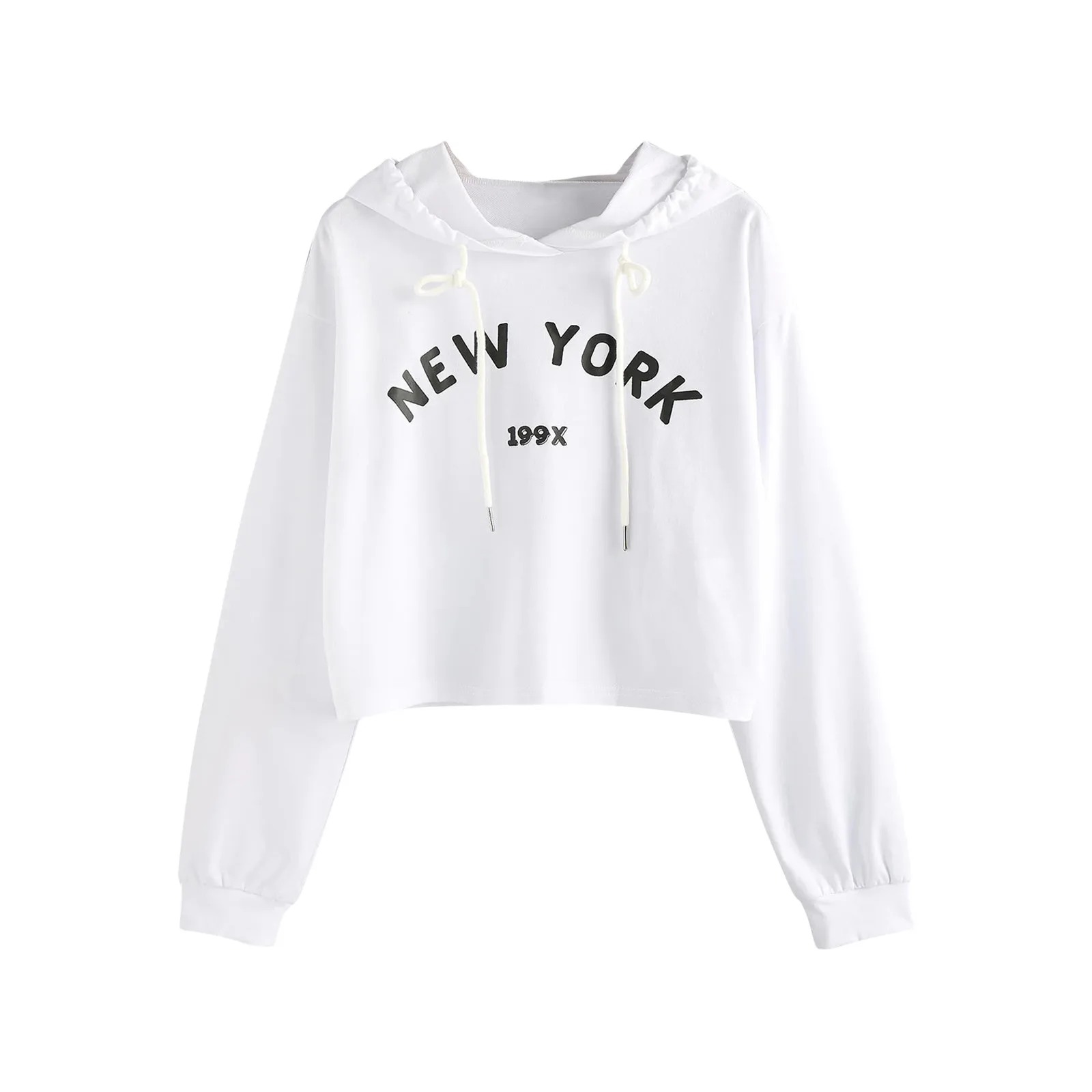 Korean Style Women Hoodies Long Sleeve New York Print Casual Hoodie Pullover Sweatshirt Tops Streetwear Women Oversized Hoodies