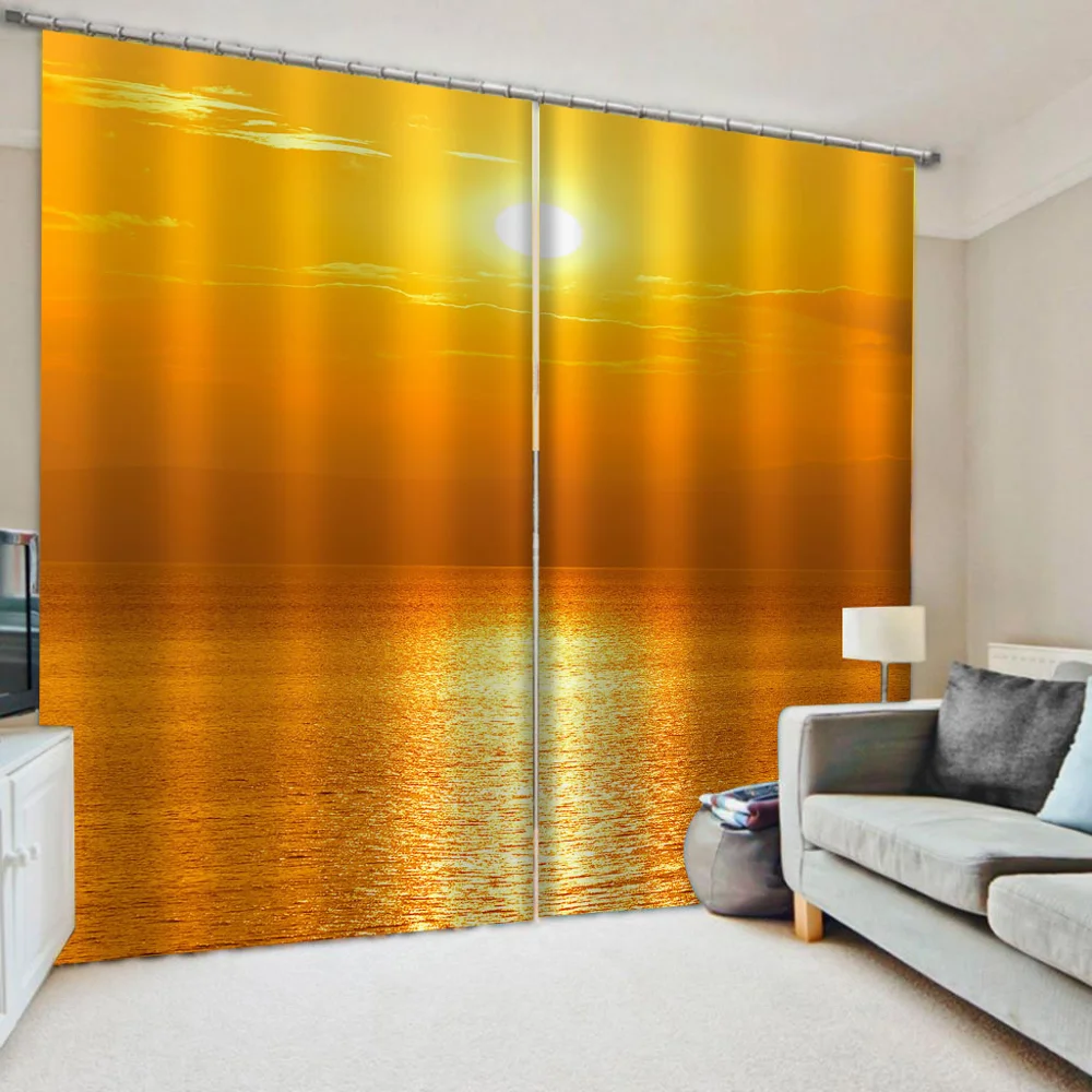 

Fashion nature scenery gold sunshine curtains 3D Window Curtains For Living Room Bedroom Customized size
