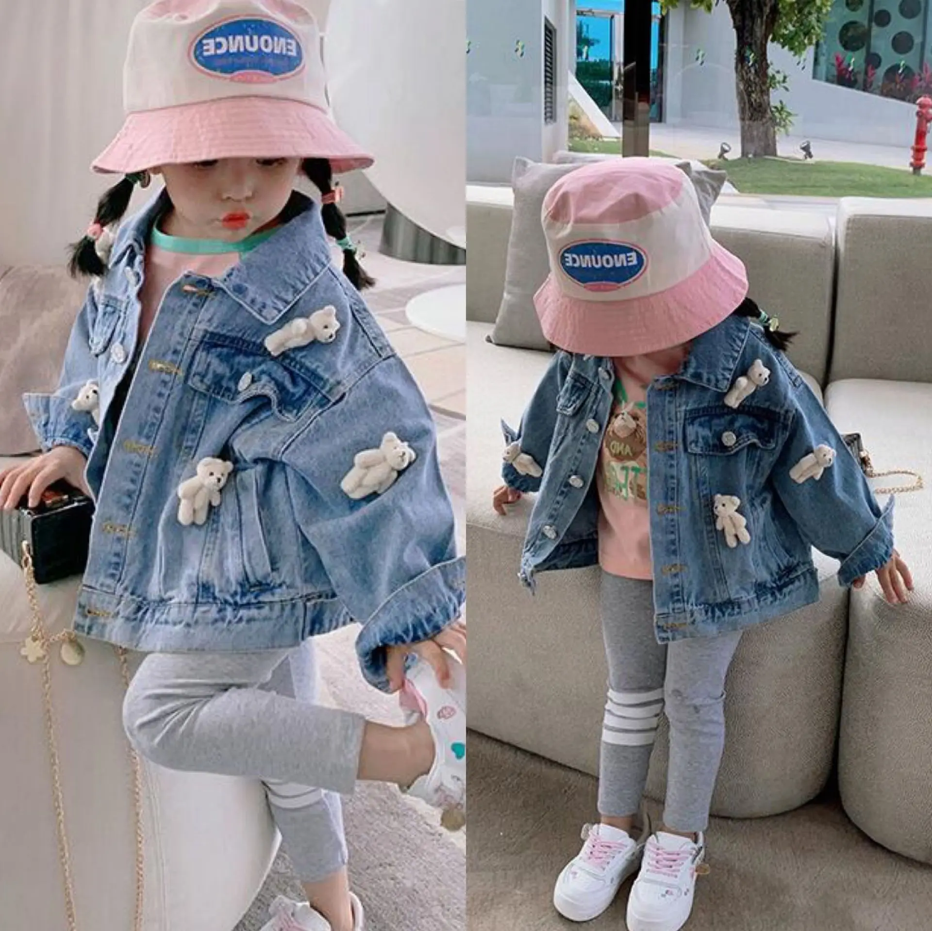 Детская модная куртка в ковбойском стиле с милым медведем осенняя одежда для