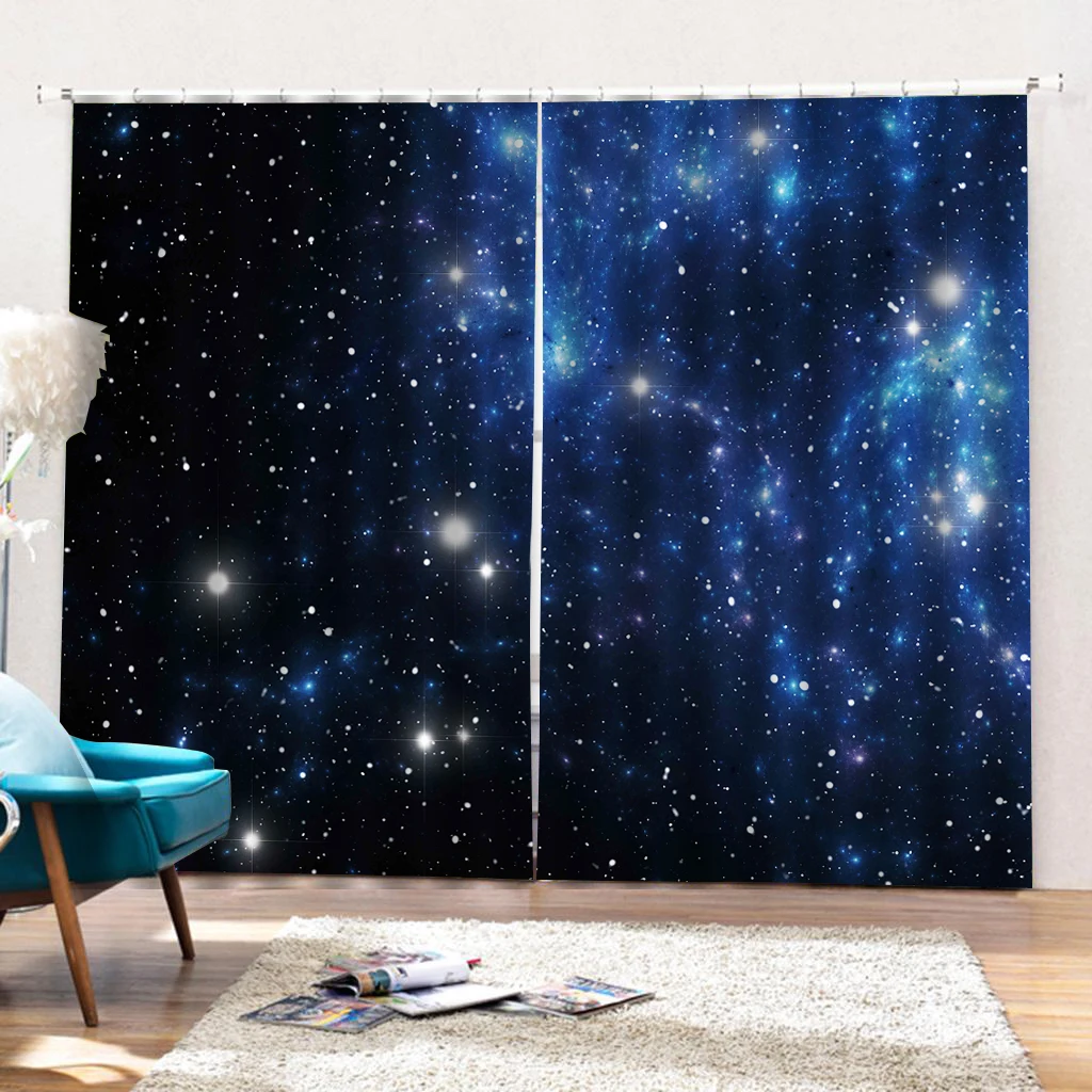 blue curtains sky star blackout D Curtain Printing Blockout Polyester Photo Drapes Fabric For Room | Дом и сад