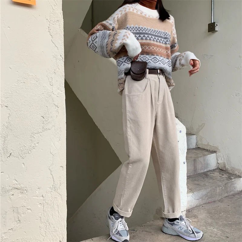 Женские зимние широкие брюки уличная мода 2020 Харадзюку с высокой талией