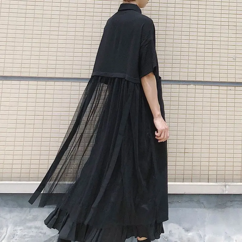 Корейская женская длинная шифоновая рубашка в японском стиле несимметричная