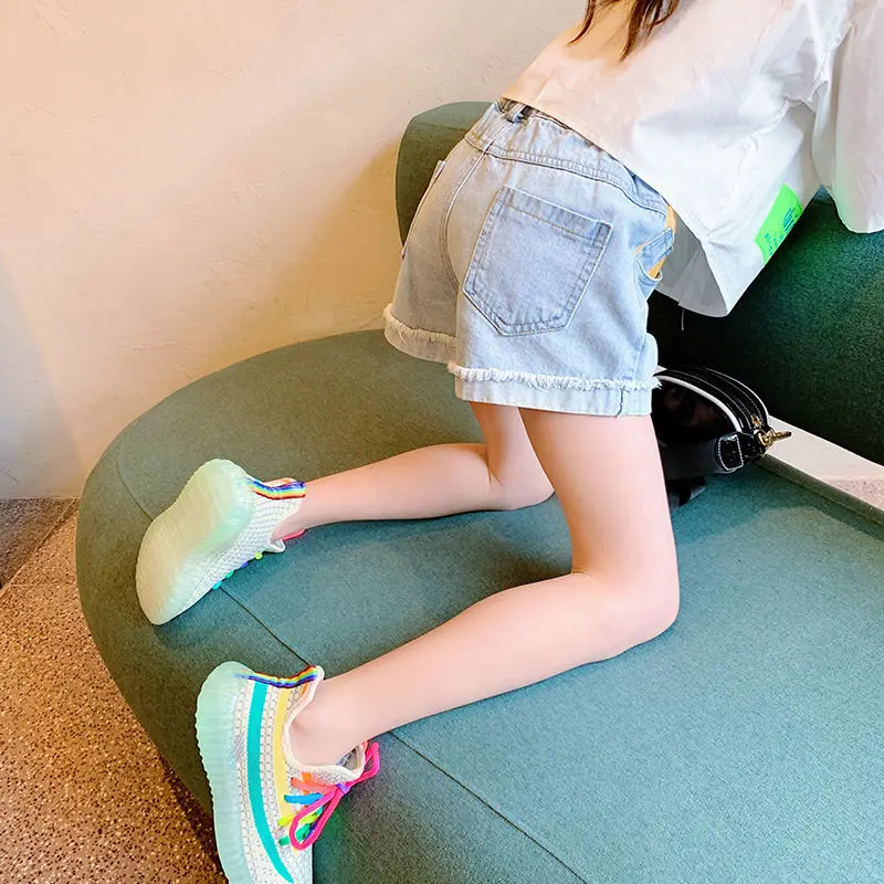 

INS Hot Summer Girls Shorts 3-13 Years Old Children's Clothing New Fashion Solid Denim Pants for Girl Kids Casual Clothes
