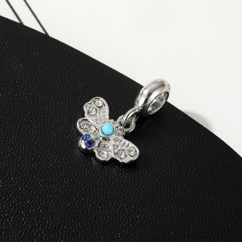 Новые милые синие Бусины-подвески в виде бабочки подходят для оригинального