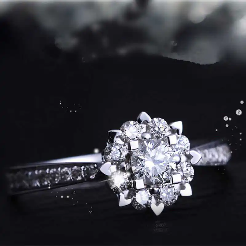 

Simple Snowflake Shaped 1ct Cz Ring For Women Wedding Band Engagement Ring Jewelry Size 4-9