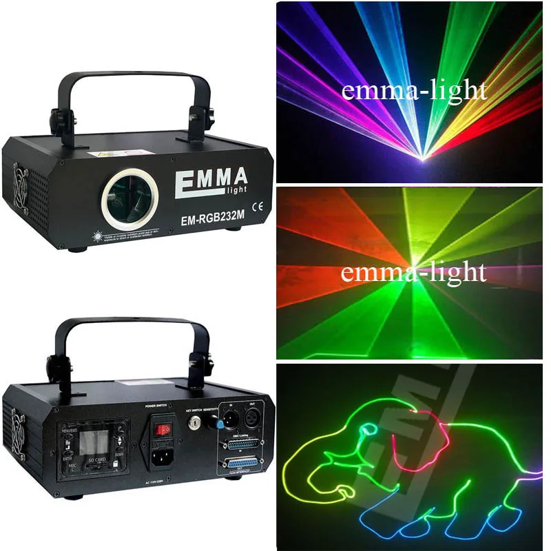 ILDA 1000mw RGB Полноцветный анимационный лазерный светильник с SD + 2D/3D сменный dj