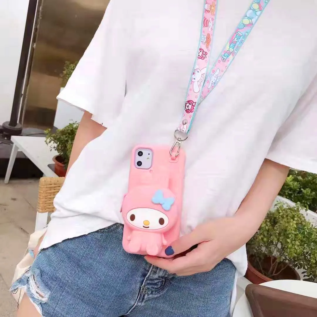 EPENA чехол для телефона с милой собачкой для iphone 11 pro XR XS Max 7 8 plus 6 6S Plus 3D мультяшная мягкая сумка на шнурке