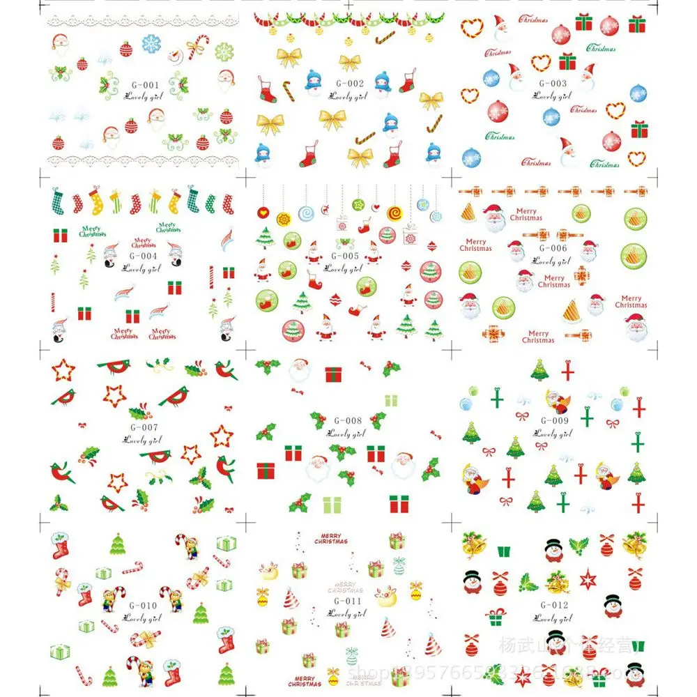 Горячая Распродажа 12 шт./компл. модные рождественские наклейки для ногтей 5
