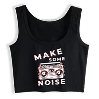 ghetto blaster womens crop top make some noise print top