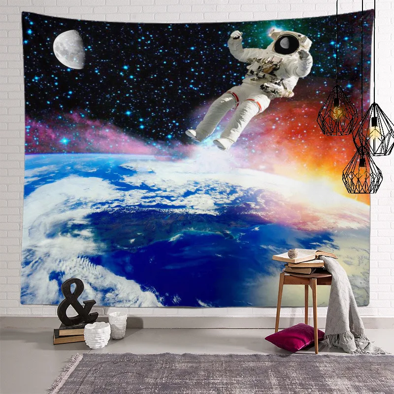 Собака астронавт настенный психоделический гобелен тканевый большой tapiz Плайя