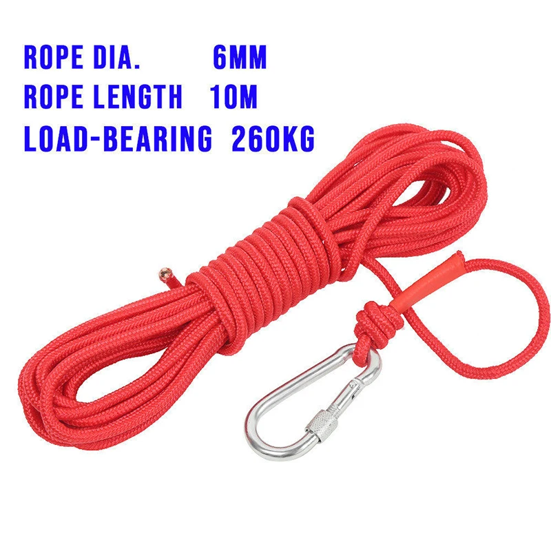 10M Rope Сильный спасательный магнит рыболовный горшок, магнит для Глубоководной Рыбалки, магнитный крючок, неодимовый магнит, все размеры, держатель для охотника за сокровищами - Цвет: 10M Rope