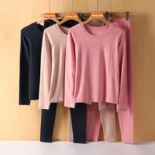 FAKUNTN new Women's thermal underwear, Winter cotton frosted small round neck lingerie, soft and breathable, size M-XL (1)