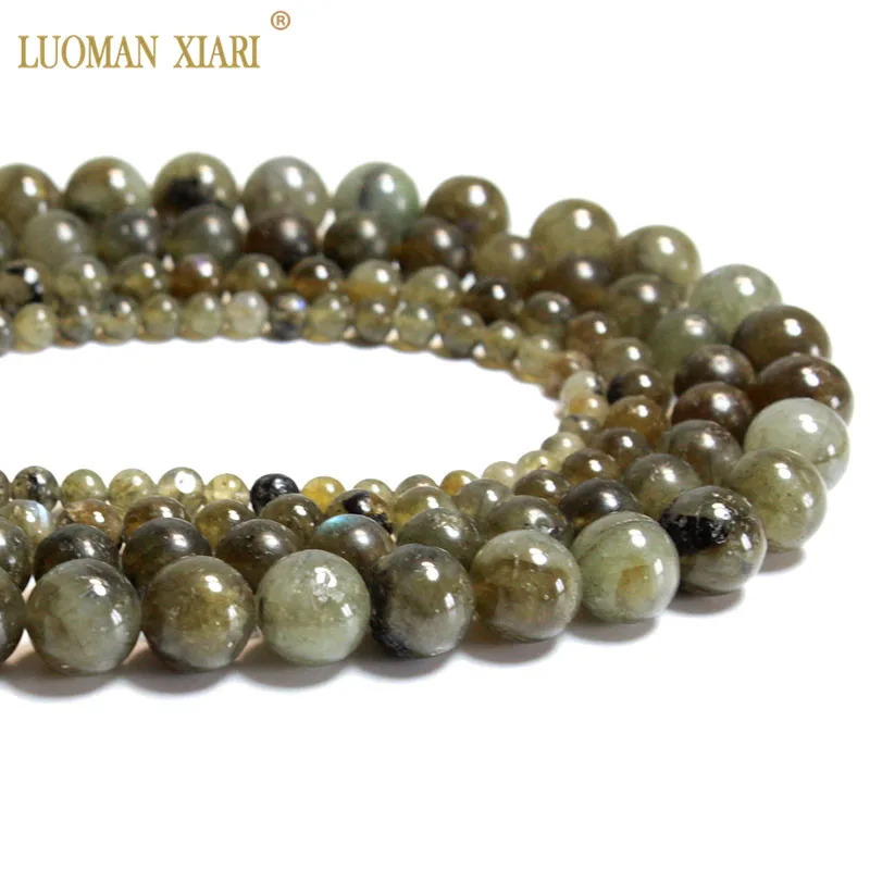 Изысканные AAA 100% натуральный зеленый Labradorstein круглый камень бусины для